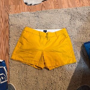 J. Crew Womens Yellow Chino Shorts Size 12 Zipper Hook Button Pockets Classic